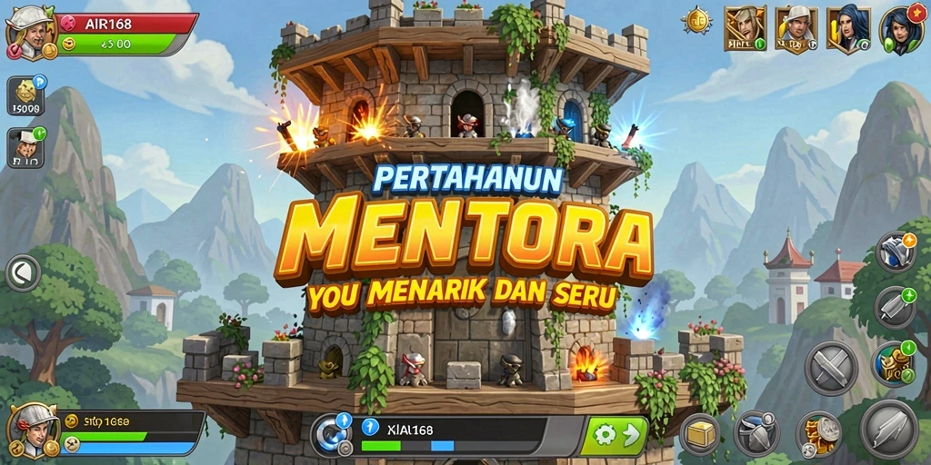 Screenshot gameplay <strong>AIR168</strong> menampilkan aksi pertahanan menara yang mendebarkan.