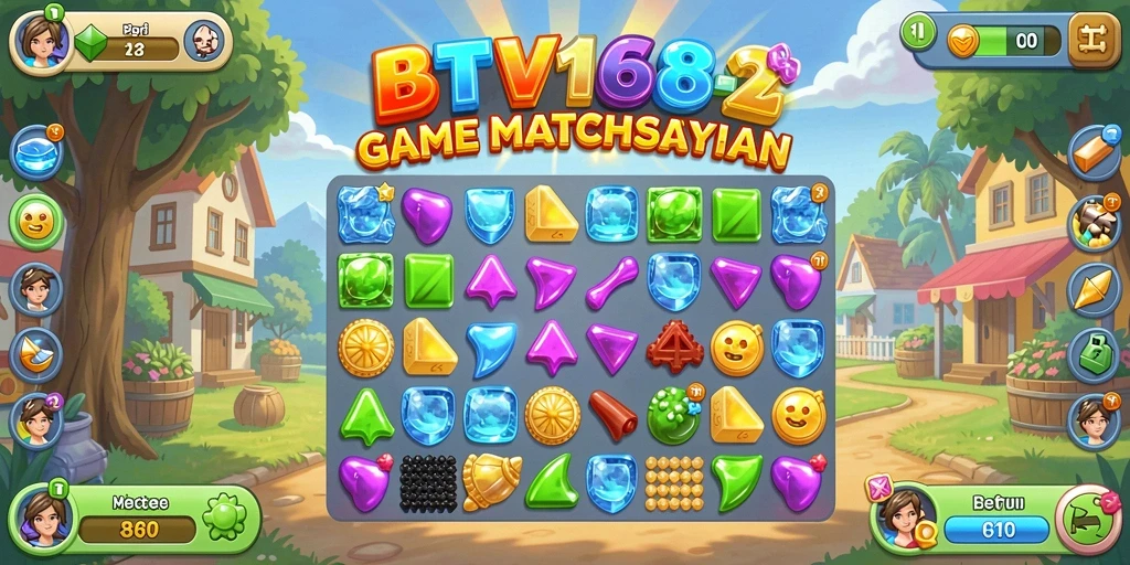 Screenshot gameplay BTV168 menampilkan kombinasi permata yang mengesankan.