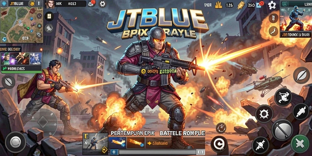 Gameplay seru JTBLUE dalam pertempuran Battle Royale.