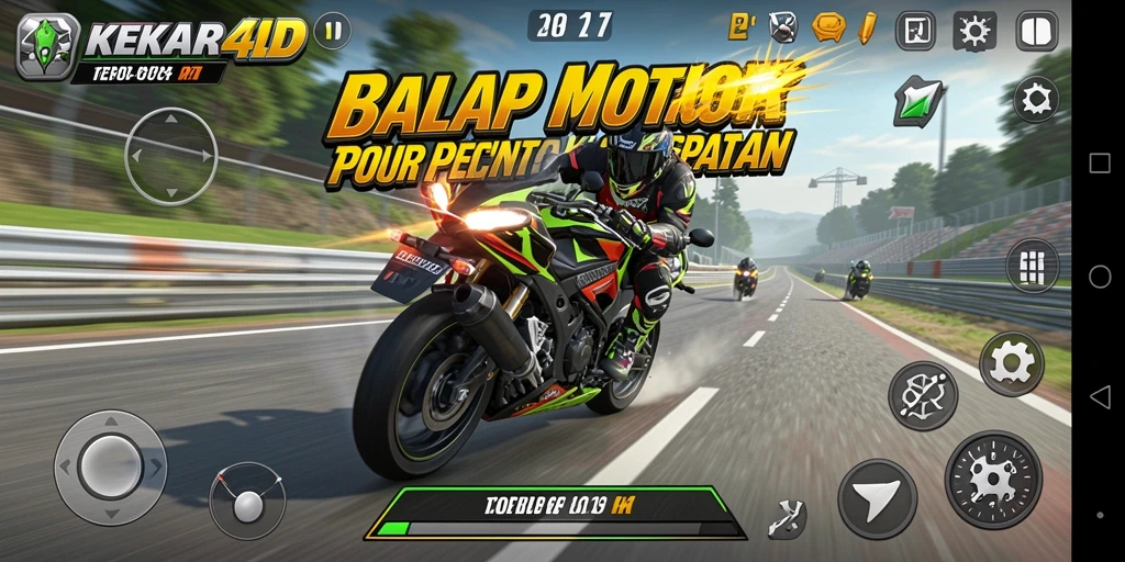 Tampilan gameplay seru di <strong>KEKAR4D</strong> dengan balapan motor tercepat.