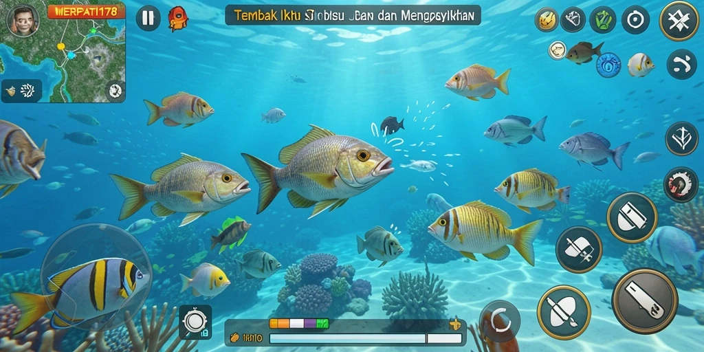 Screenshot gameplay MERPATI178 dengan aksi menangkap ikan yang seru.