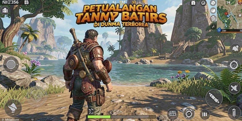 Gameplay MZ356 yang menampilkan petualangan di dunia terbuka yang luas.