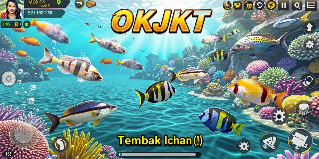 Tampilan gameplay menarik dari OKJKT saat memburu ikan.