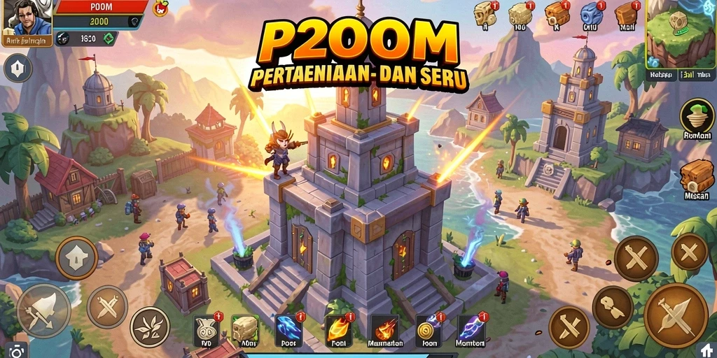 Tampilan gameplay menakjubkan dari P200M dengan aksi Tower Defense seru.