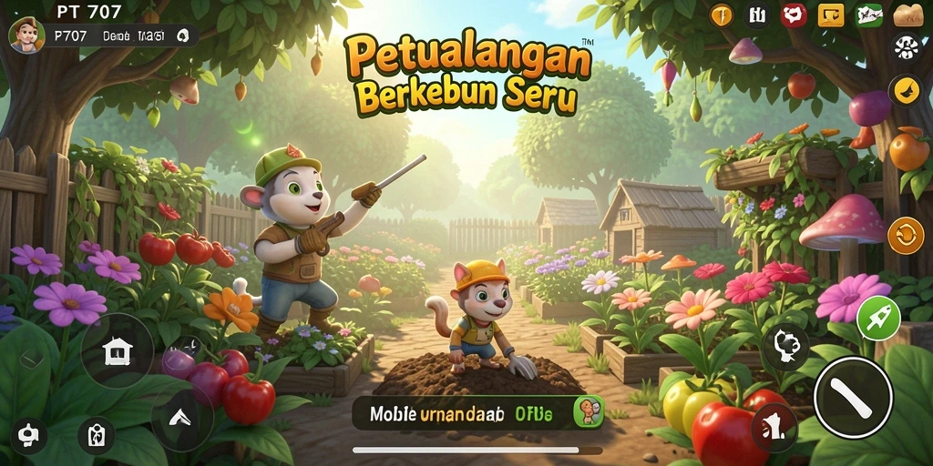 Gameplay berkebun yang seru di PT707 dengan grafik menarik.