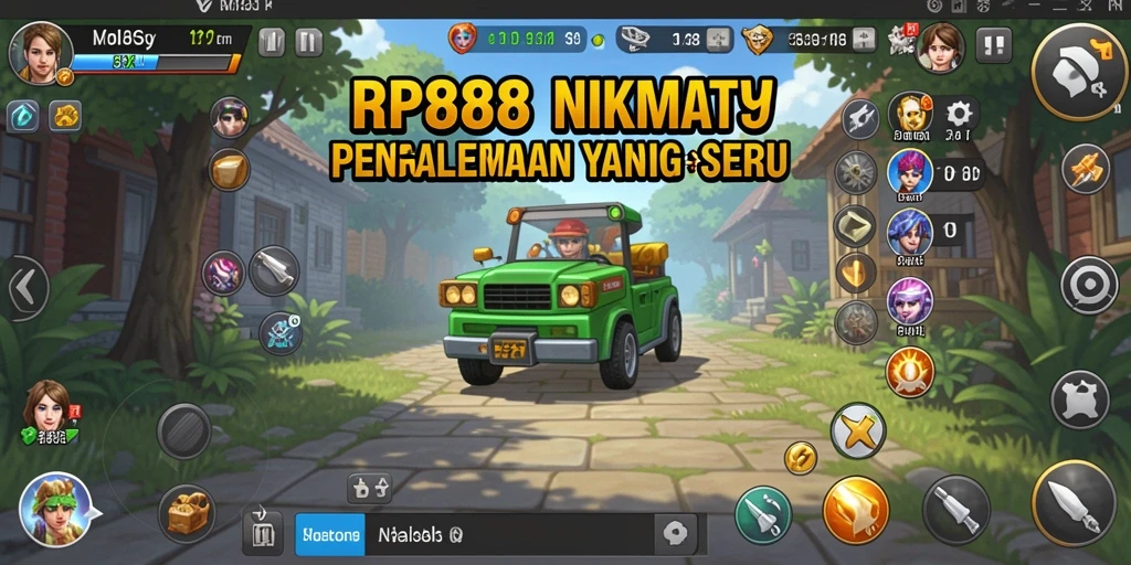 Tangkapan layar menunjukkan gameplay seru dari RP888 dengan karakter yang berkembang.