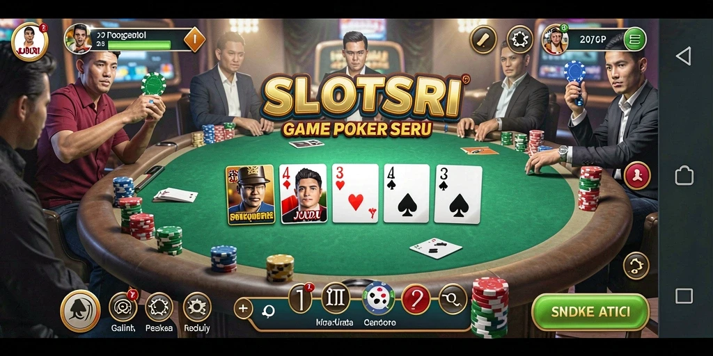 Tampilan gameplay Poker yang menegangkan di SLOTSRI.
