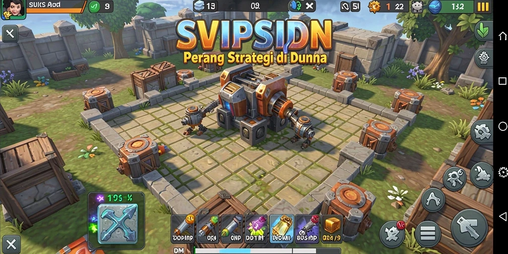 Tangkapan layar utama gameplay SVIPSIDN menampilkan strategi menara yang mendebarkan.