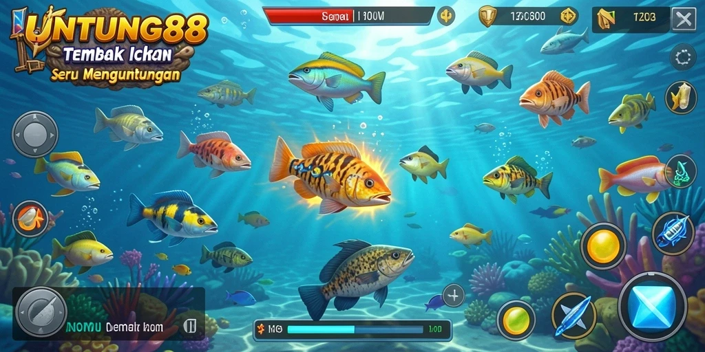 Tangkapan layar utama UNTUNG88 menampilkan keseruan menembak ikan.